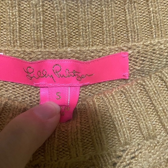 Lilly Pulitzer Camel Crew Neck Cotton blend feminine Sweater Size Small - Picture 7 of 9